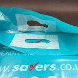 Custom Printed Die‑cut Handle PE Shopping Bag, Recycled Plastic Punch Handle Retail Carrier Bag, For Beauty Drugstore Retail Shop Packaging