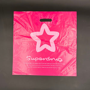 Wholesale Custom Recycled PE Die‑Cut Punch Handle Bag, Brand Printed Plastic Shopping Bag for UK Retail Chains