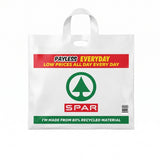 Wholesale Custom Printed 80% Recycled PE Patch Handle Carrier Bag For Supermarket Brand