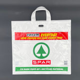 Wholesale Custom Printed 80% Recycled PE Patch Handle Carrier Bag For Supermarket Brand
